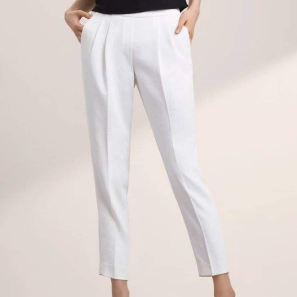 Babaton Cohen Cropped White Crepe Pants Size 12